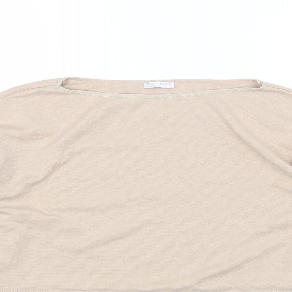 Womens UK Size S Zara Beige Basic Blouse
