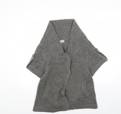Be Beau Womens Grey V-Neck Acrylic Cardigan Jumper Size 12