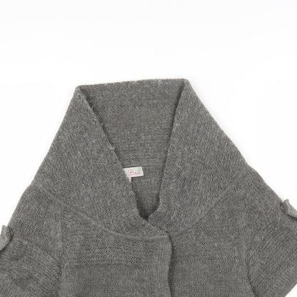 Be Beau Womens Grey V-Neck Acrylic Cardigan Jumper Size 12
