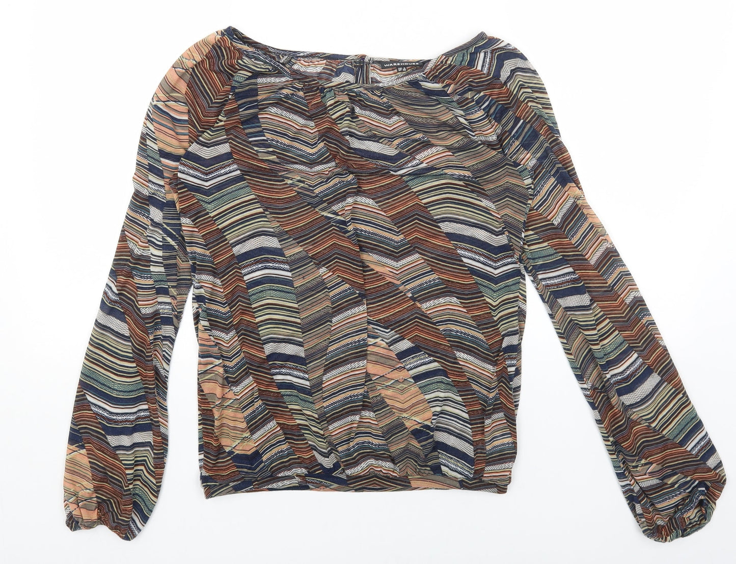 Womens UK Size 8 Warehouse Brown Basic Blouse