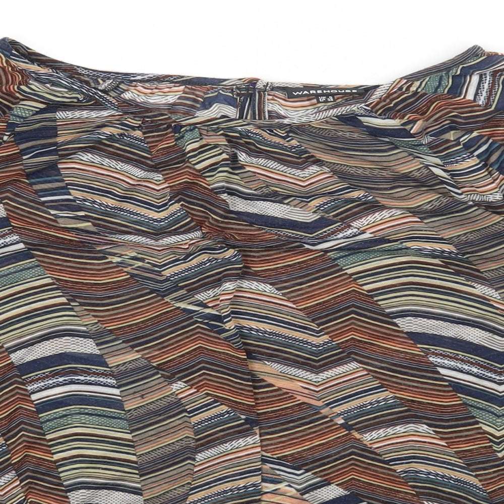 Womens UK Size 8 Warehouse Brown Basic Blouse