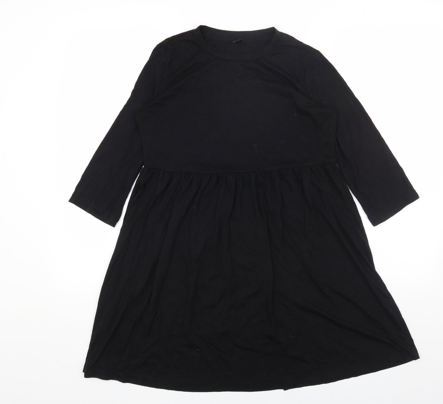 SheIn Womens Black Polyester T-Shirt Dress Size S Round Neck Pullover