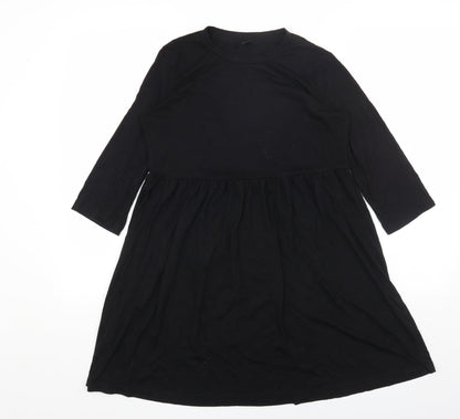 SheIn Womens Black Polyester T-Shirt Dress Size S Round Neck Pullover