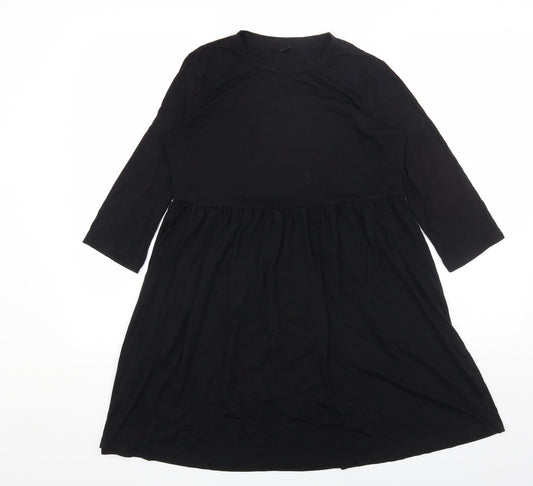 SheIn Womens Black Polyester T-Shirt Dress Size S Round Neck Pullover