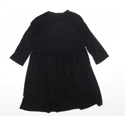 SheIn Womens Black Polyester T-Shirt Dress Size S Round Neck Pullover