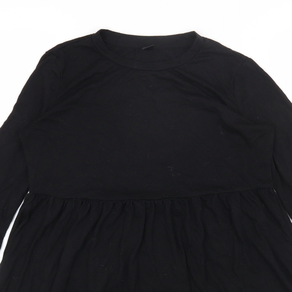 SheIn Womens Black Polyester T-Shirt Dress Size S Round Neck Pullover