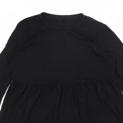 SheIn Womens Black Polyester T-Shirt Dress Size S Round Neck Pullover