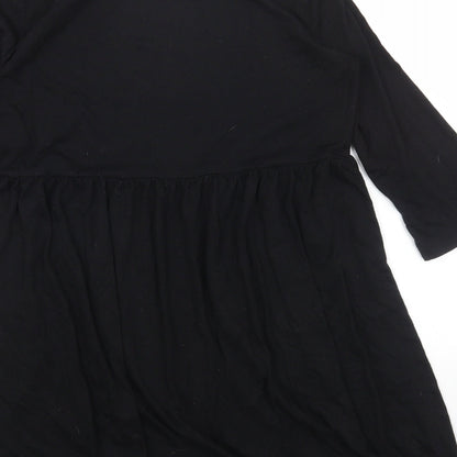 SheIn Womens Black Polyester T-Shirt Dress Size S Round Neck Pullover