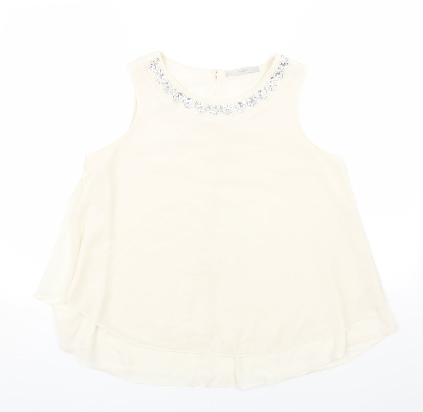 George Womens White Polyester Basic Blouse Size 10 Off the Shoulder