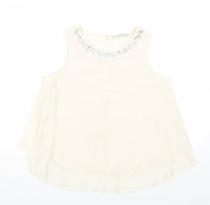 George Womens White Polyester Basic Blouse Size 10 Off the Shoulder