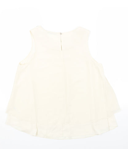 George Womens White Polyester Basic Blouse Size 10 Off the Shoulder