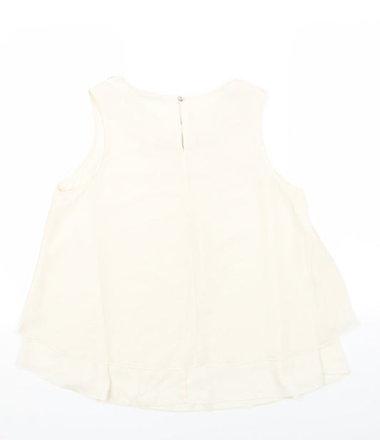 George Womens White Polyester Basic Blouse Size 10 Off the Shoulder