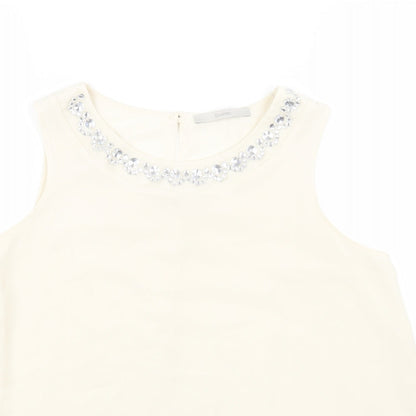 George Womens White Polyester Basic Blouse Size 10 Off the Shoulder