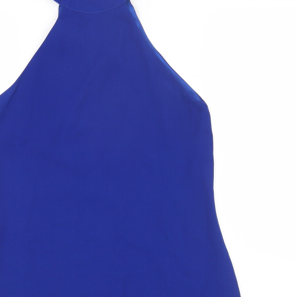 Missguided Womens Blue Polyester Shift Size 8 Halter Zip