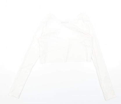 Womens UK Size 8 PRETTYLITTLETHING White Cropped Blouse