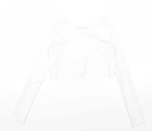 Womens UK Size 8 PRETTYLITTLETHING White Cropped Blouse