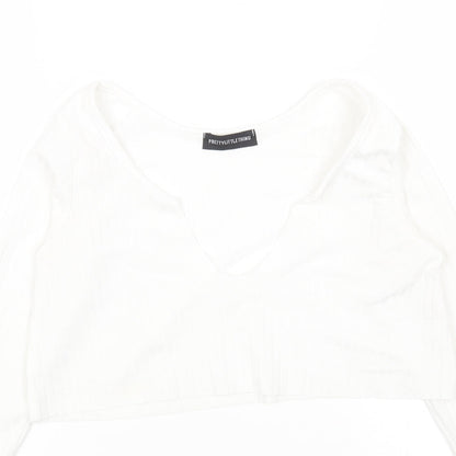 Womens UK Size 8 PRETTYLITTLETHING White Cropped Blouse