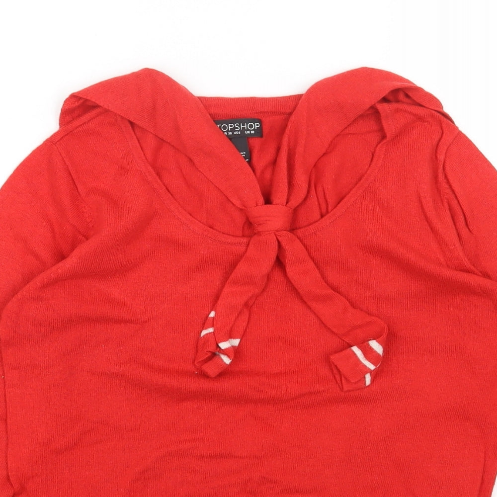 Womens UK Size 10 Topshop Red Pullover Jumper