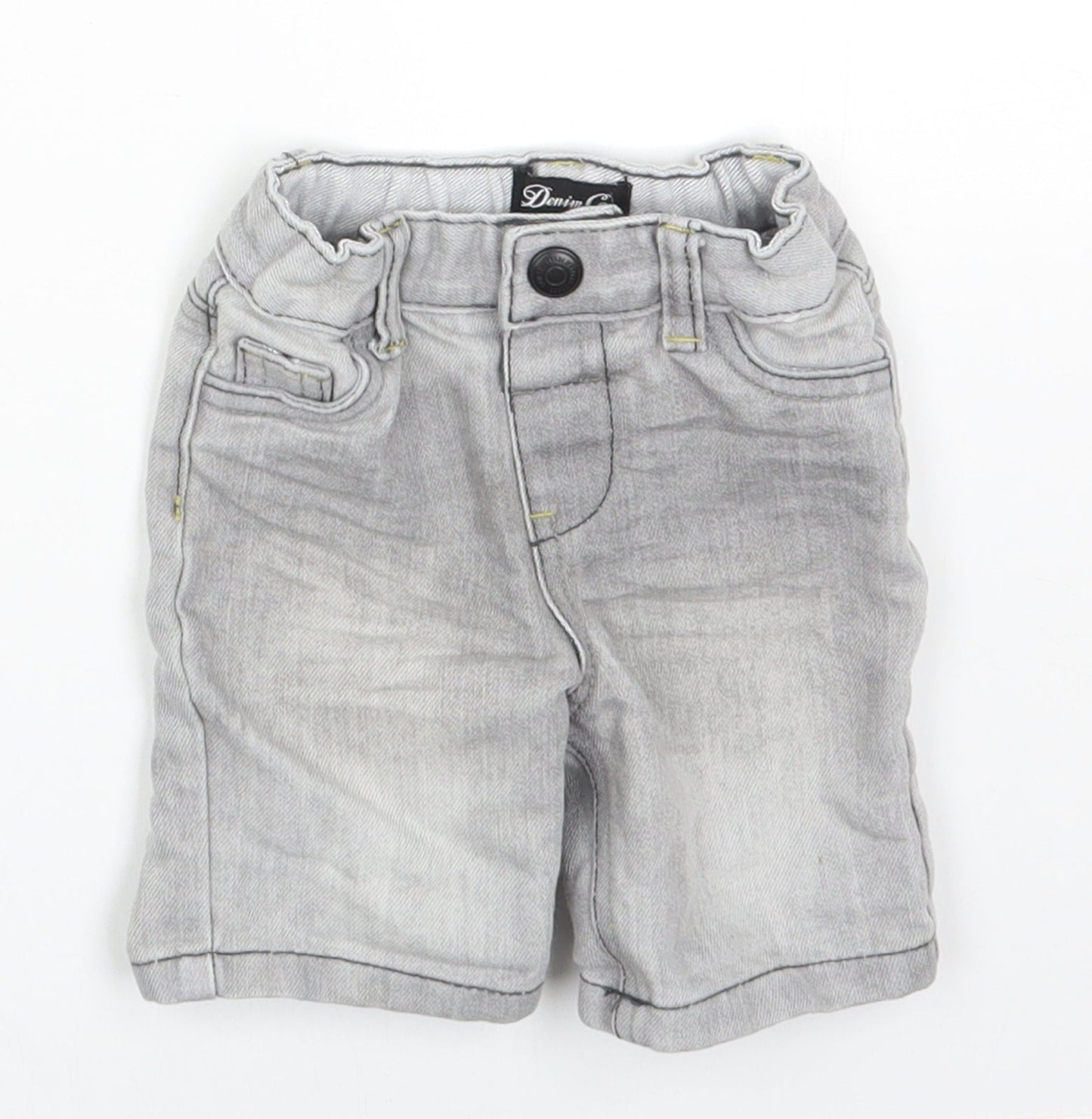 Denim & Co. Boys Grey Cotton Cropped Trousers Size 6-9 Months Snap