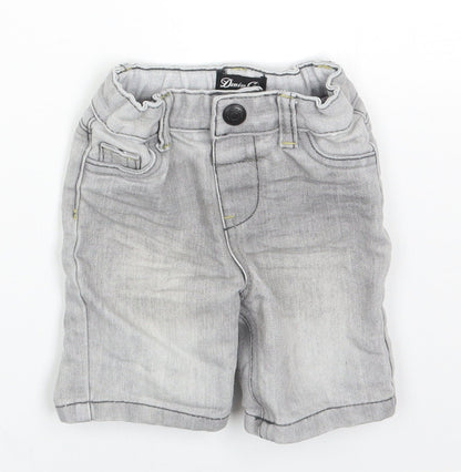 Denim & Co. Boys Grey Cotton Cropped Trousers Size 6-9 Months Snap