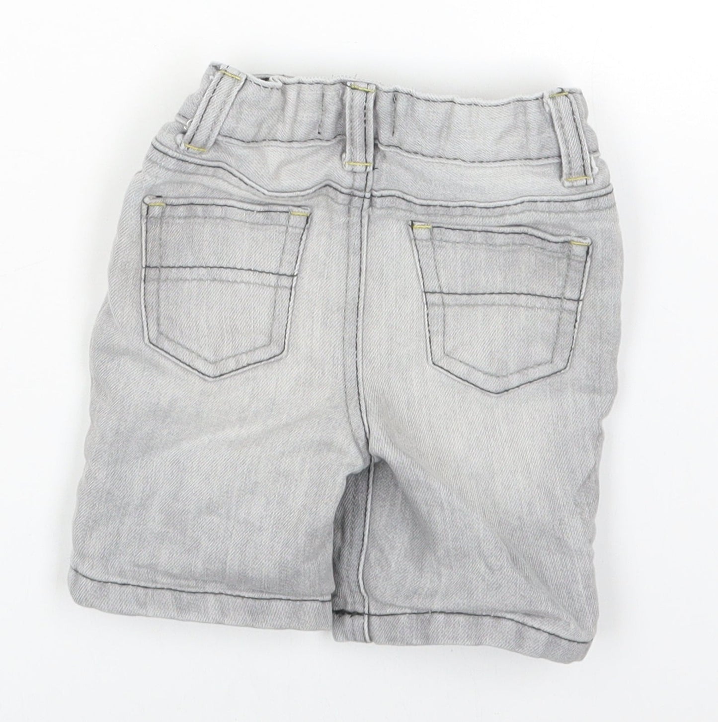 Denim & Co. Boys Grey Cotton Cropped Trousers Size 6-9 Months Snap