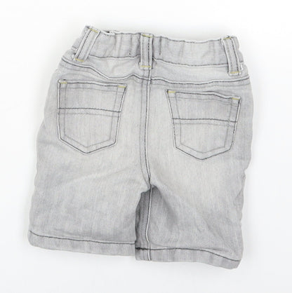 Denim & Co. Boys Grey Cotton Cropped Trousers Size 6-9 Months Snap