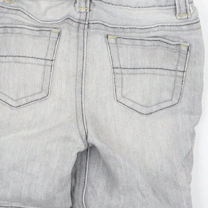 Denim & Co. Boys Grey Cotton Cropped Trousers Size 6-9 Months Snap