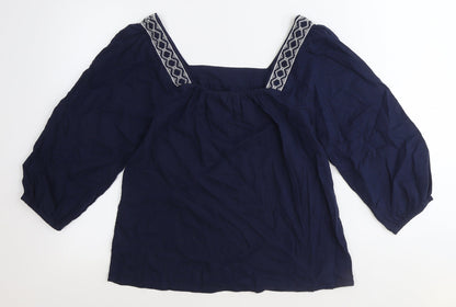 Womens UK Size 6 Marks and Spencer Blue Basic T-Shirt