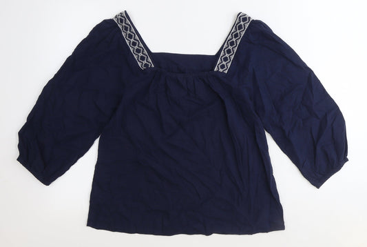 Womens UK Size 6 Marks and Spencer Blue Basic T-Shirt