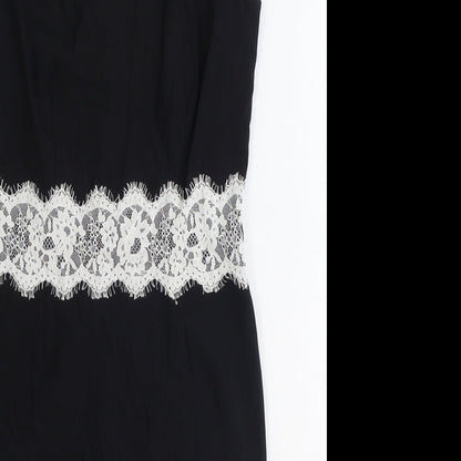 Paper Dolls Womens Black Viscose Pencil Dress Size 10 Off the Shoulder Zip - Lace Detail