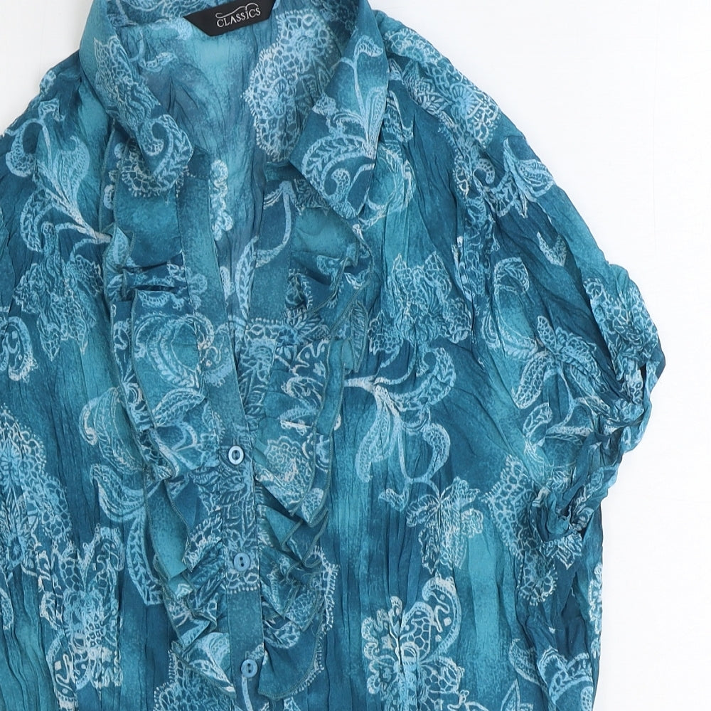 Womens UK Size 18 BHS Blue Basic Button-Up