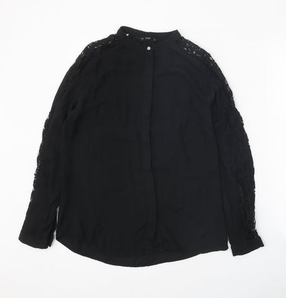 Womens UK Size 8 F&F Black Basic Button-Up