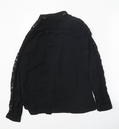 Womens UK Size 8 F&F Black Basic Button-Up