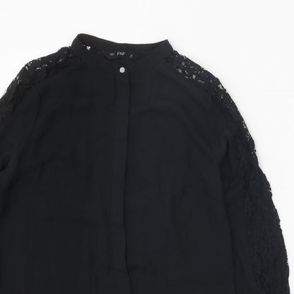 Womens UK Size 8 F&F Black Basic Button-Up