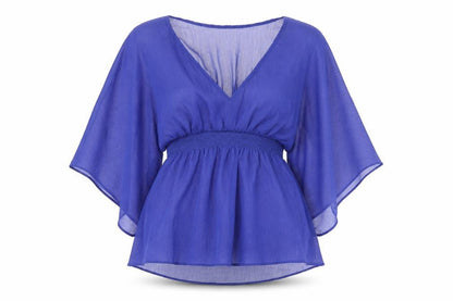 Womens UK Size 8 Pilot Blue Basic Blouse