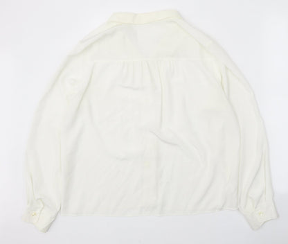 Womens UK Size 14 Preworn White Basic Button-Up
