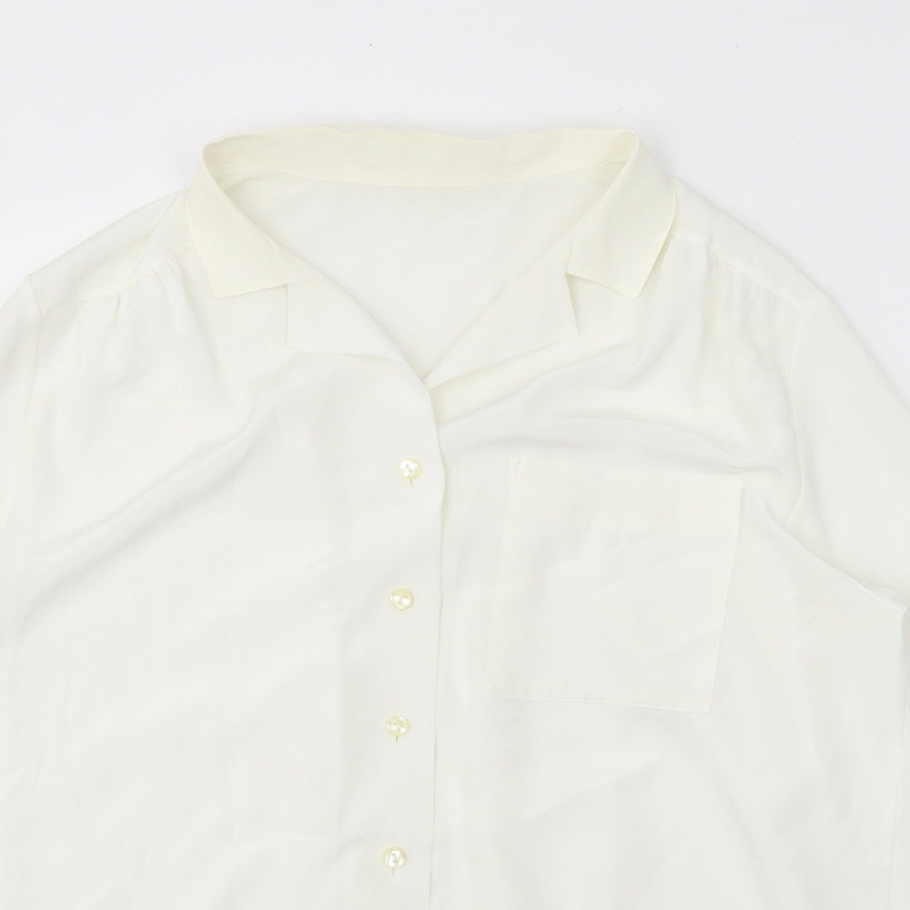 Womens UK Size 14 Preworn White Basic Button-Up