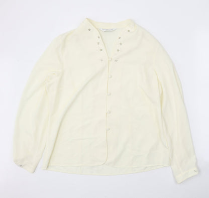 Womens UK Size L Jumper Yellow Basic Button-Up