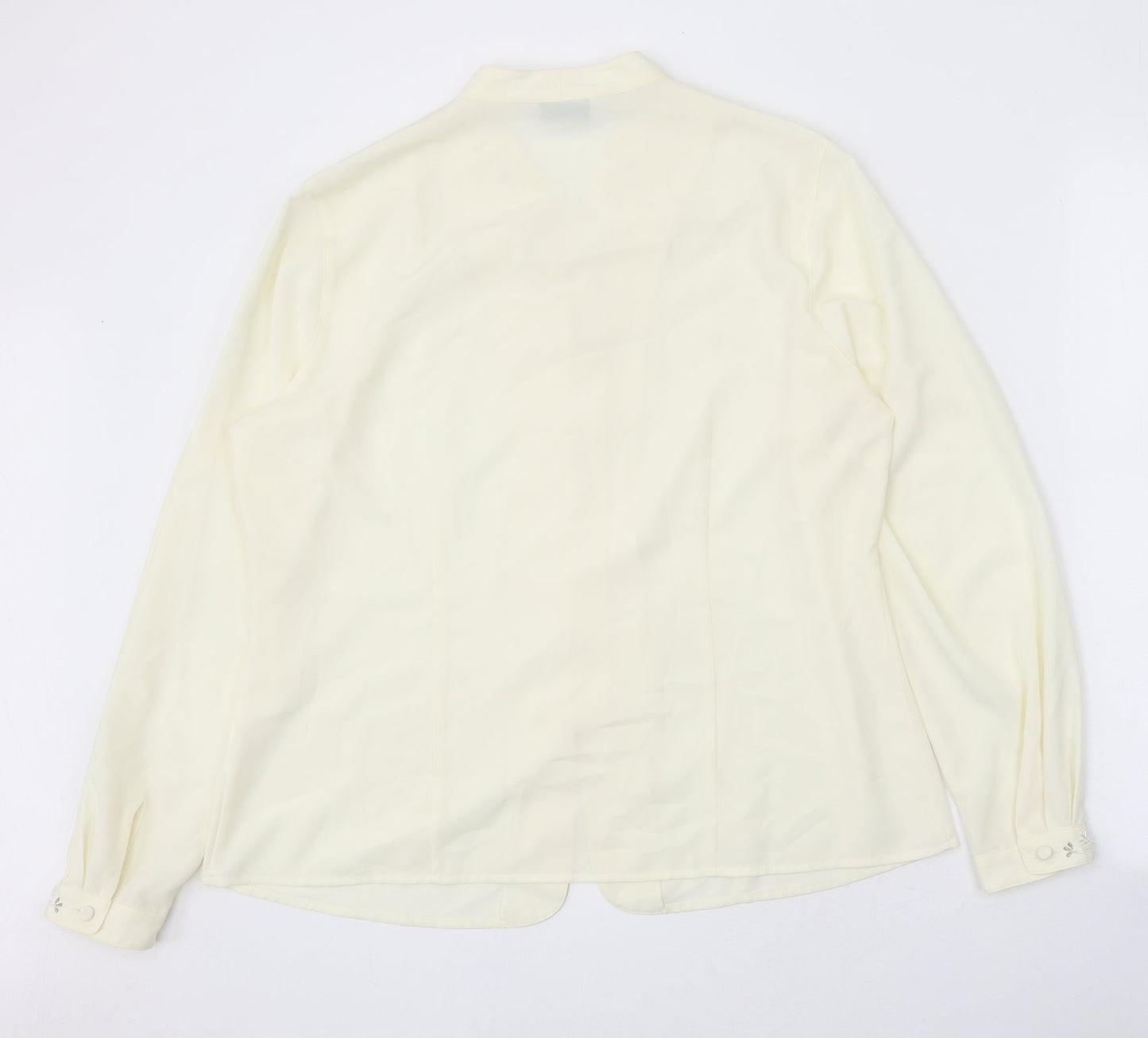 Womens UK Size L Jumper Yellow Basic Button-Up