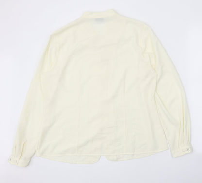 Womens UK Size L Jumper Yellow Basic Button-Up