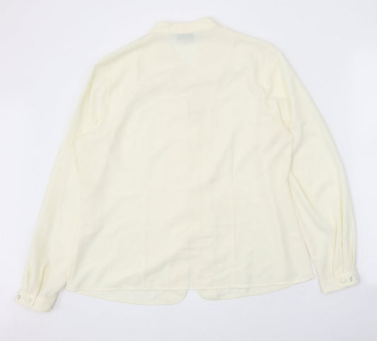 Womens UK Size L Jumper Yellow Basic Button-Up