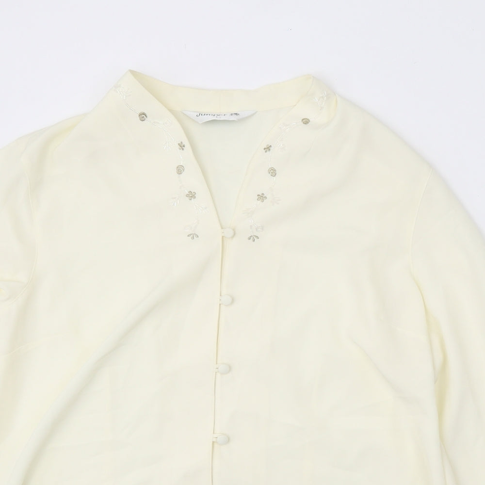 Womens UK Size L Jumper Yellow Basic Button-Up