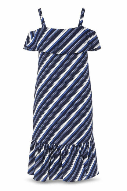 Marks and Spencer Womens Blue Striped Polyester Mermaid Size 12 Off the Shoulder Zip