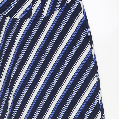 Marks and Spencer Womens Blue Striped Polyester Mermaid Size 12 Off the Shoulder Zip