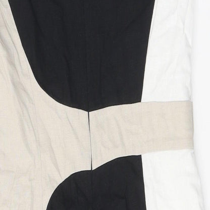 Marks and Spencer Womens Multicoloured Colourblock Linen Pencil Dress Size 12 Boat Neck Zip