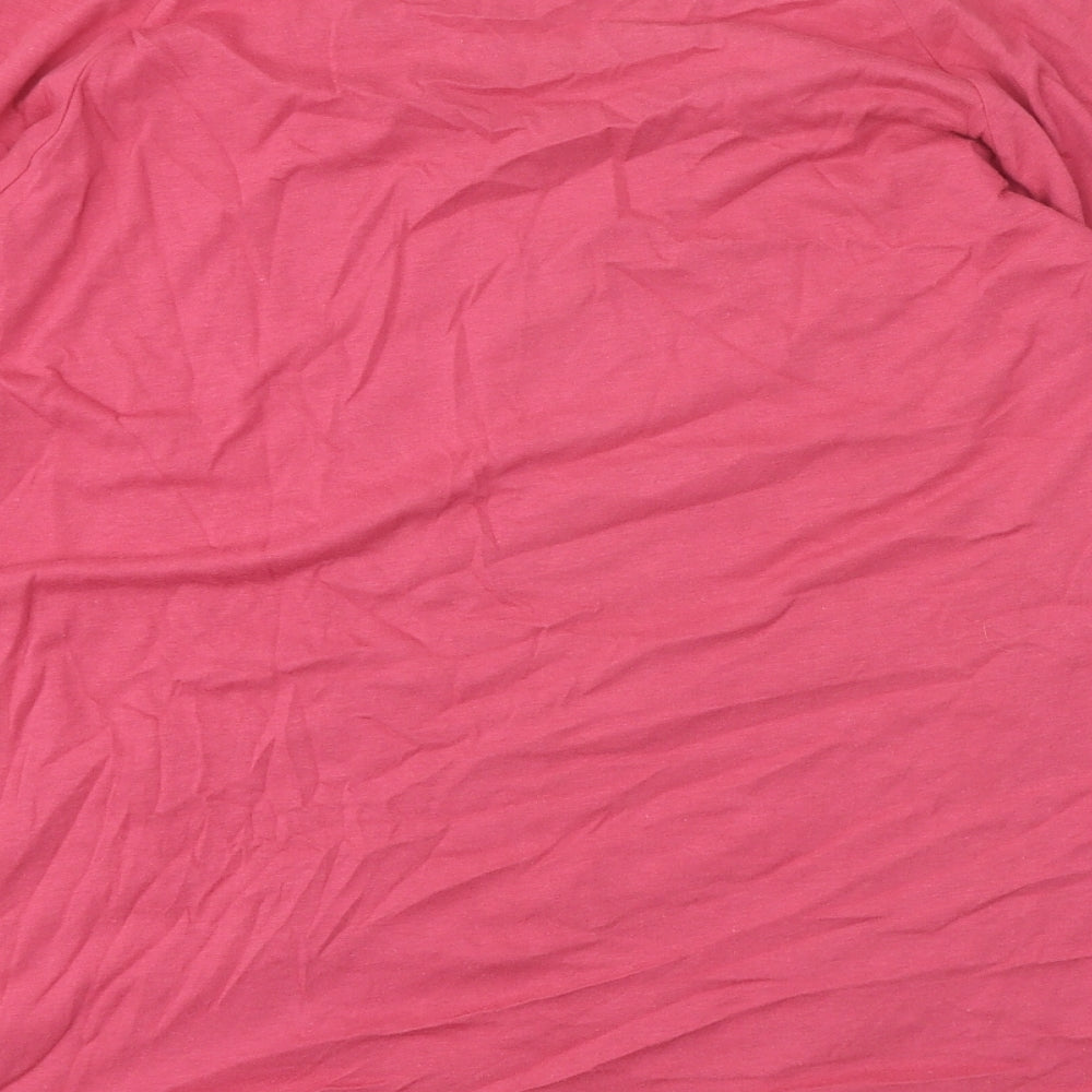Authentic Womens Pink Cotton Basic T-Shirt Size 16 Round Neck - Lace Detail