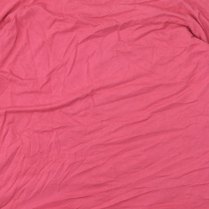 Authentic Womens Pink Cotton Basic T-Shirt Size 16 Round Neck - Lace Detail