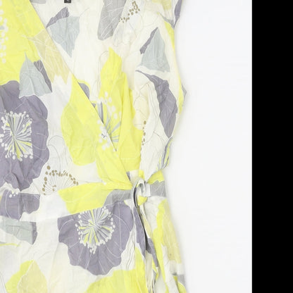 Great Plains Womens Yellow Geometric 100% Cotton Basic Blouse Size S V-Neck