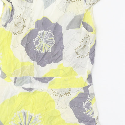 Great Plains Womens Yellow Geometric 100% Cotton Basic Blouse Size S V-Neck