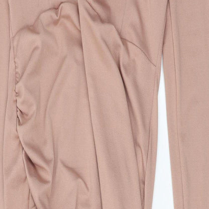 Missguided Womens Beige Polyester Bodycon Size 12 V-Neck Pullover